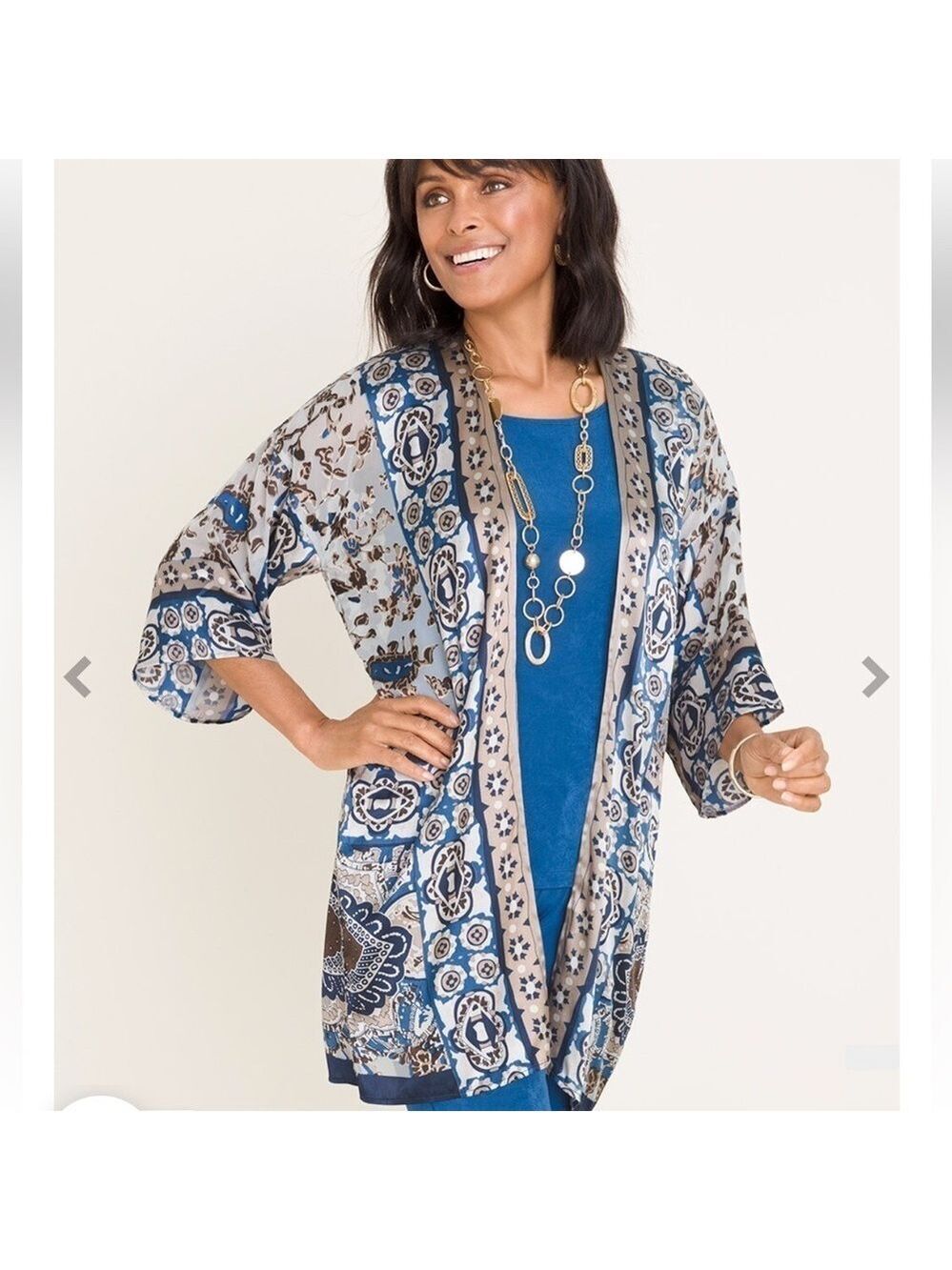 Chico’s Traveler’s Collection Burnout Satin Kimono Women’s Small/Medium Satin